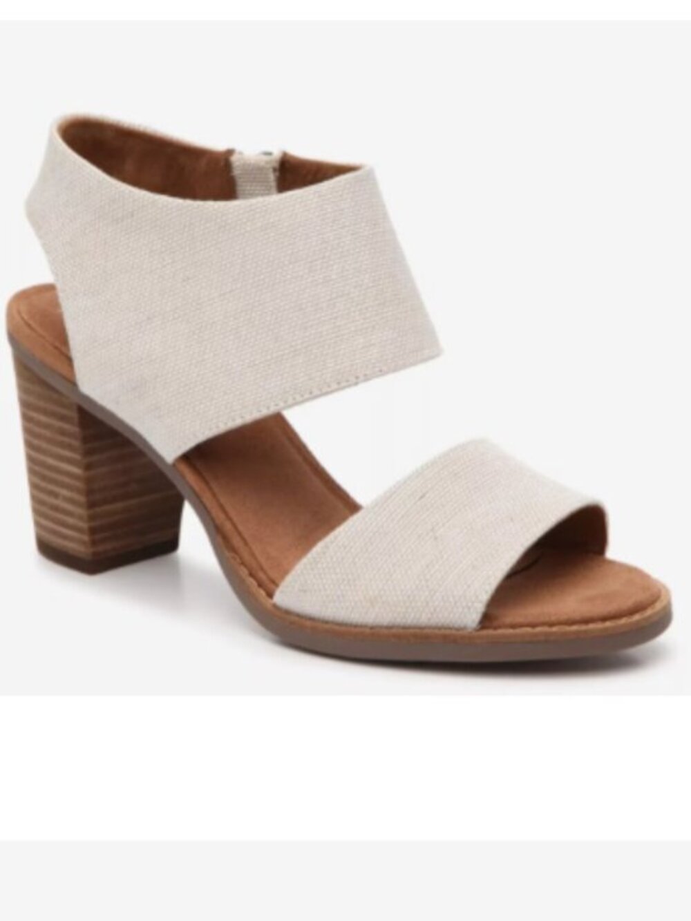 TOMS Majorca Sandal Cream Linen Block Heel Sandals size 8.5 NWT